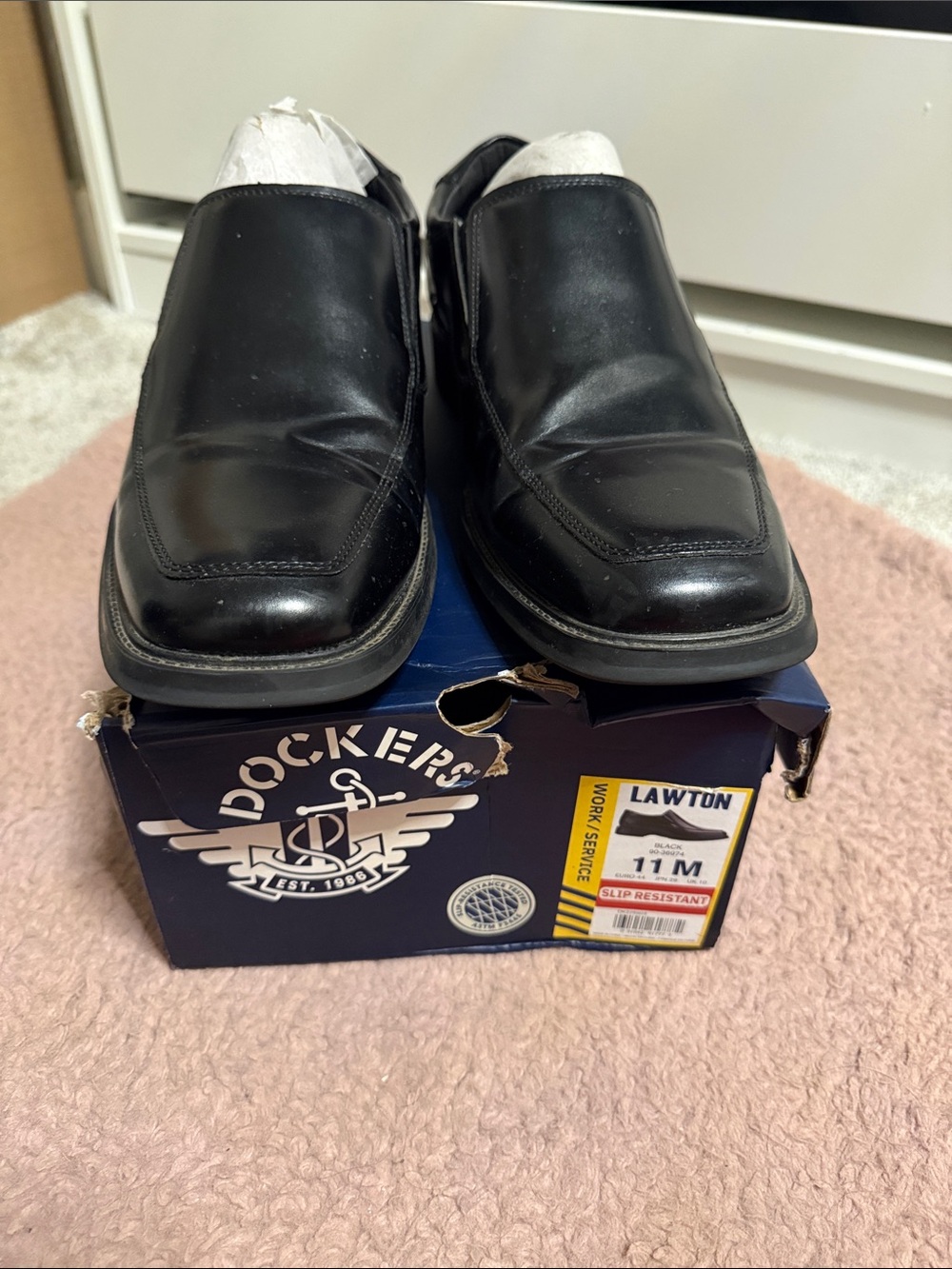 Dockers Black Slip-On Men's Work Loafers